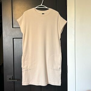 Orb Life Clothing Cream Color Comfy Oversized Tshirt Sweater Dress Cap Sleeves